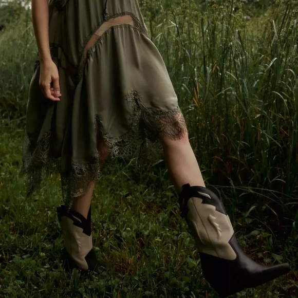 Free People Twin Flames Western Boot Black/Ivory Sz 11 - Picture 6 of 7